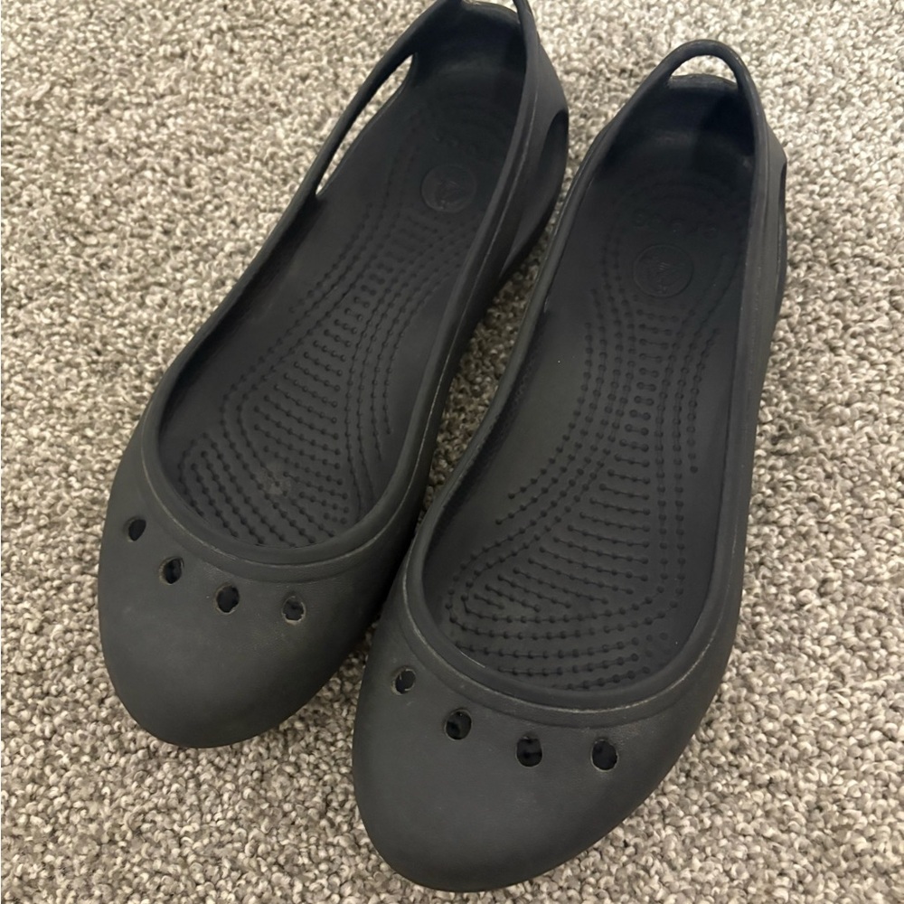 Crocs Kadee Ballet Flats Black Rubber Slip-On Round Toe Women's Size 5 - Picture 9 of 9